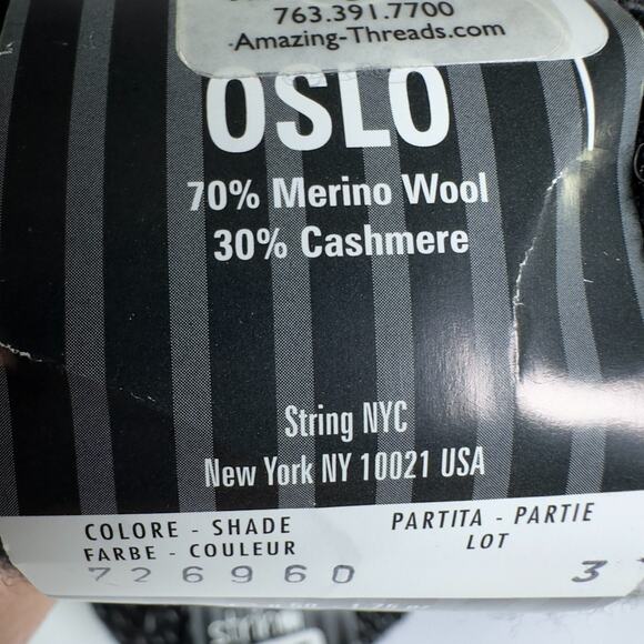String NYC Yarn OSLO Merino Wool Cashmere Worsted Black 350g 1085y - Picture 3 of 8